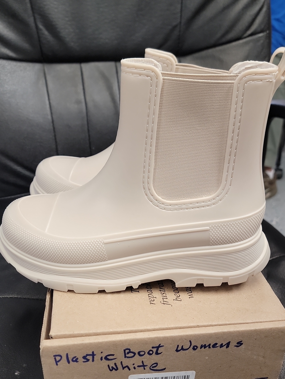 Women's Cream Chelsea Rain Boots